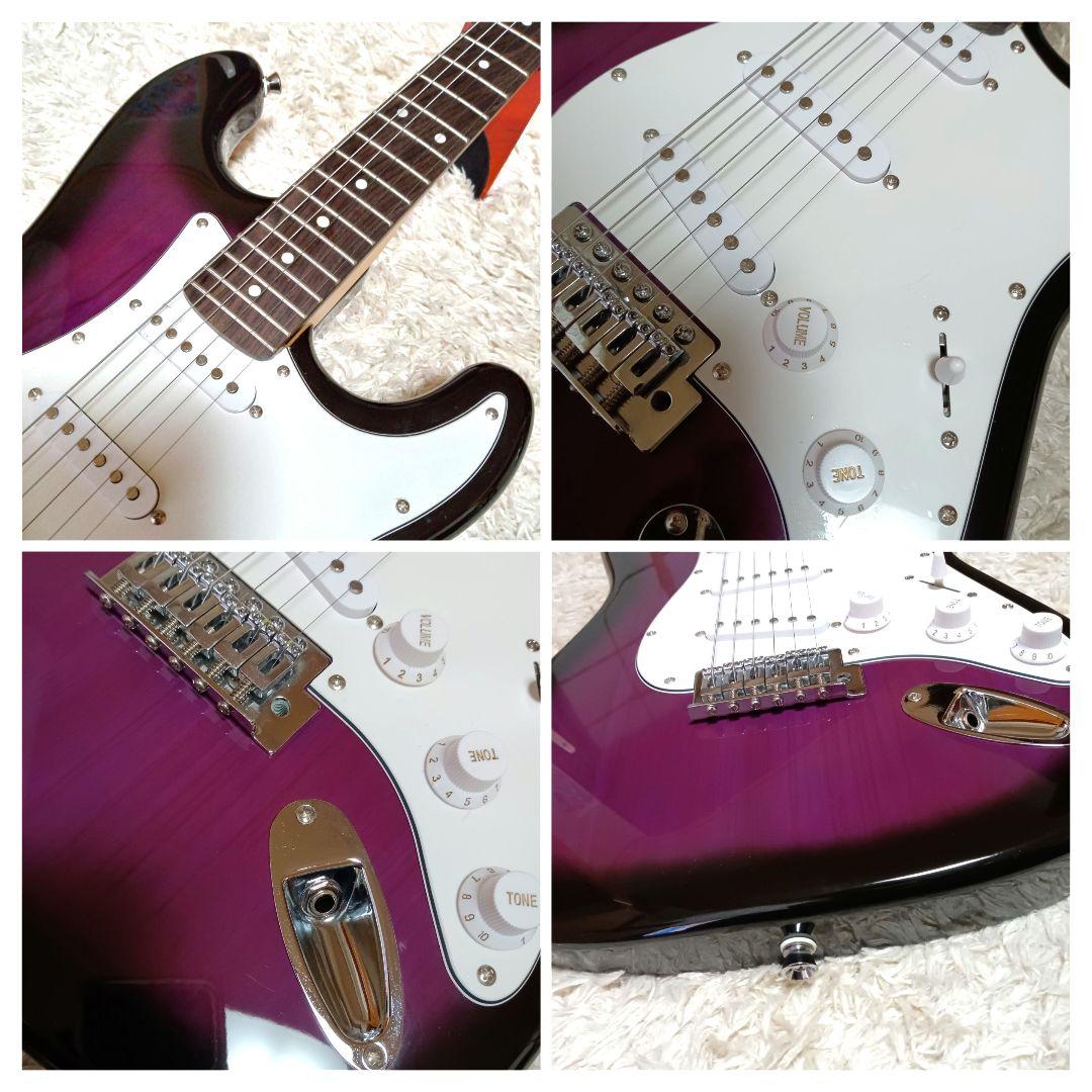 良品 パープル 紫 初心者 ビギナー エレキギター ストラトキャスター