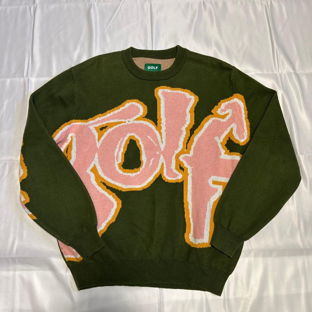希少美品GOLFWANGゴルフワンセーター サイズM オリーブピンク