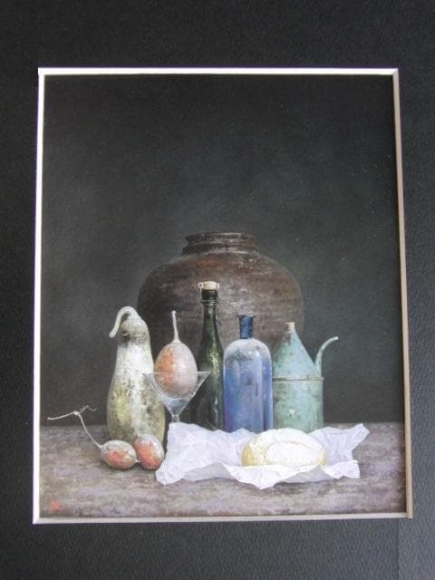 桜田晴義、【ボデゴン】、希少な額装用画集画、新品高級額 額装付、状態良好