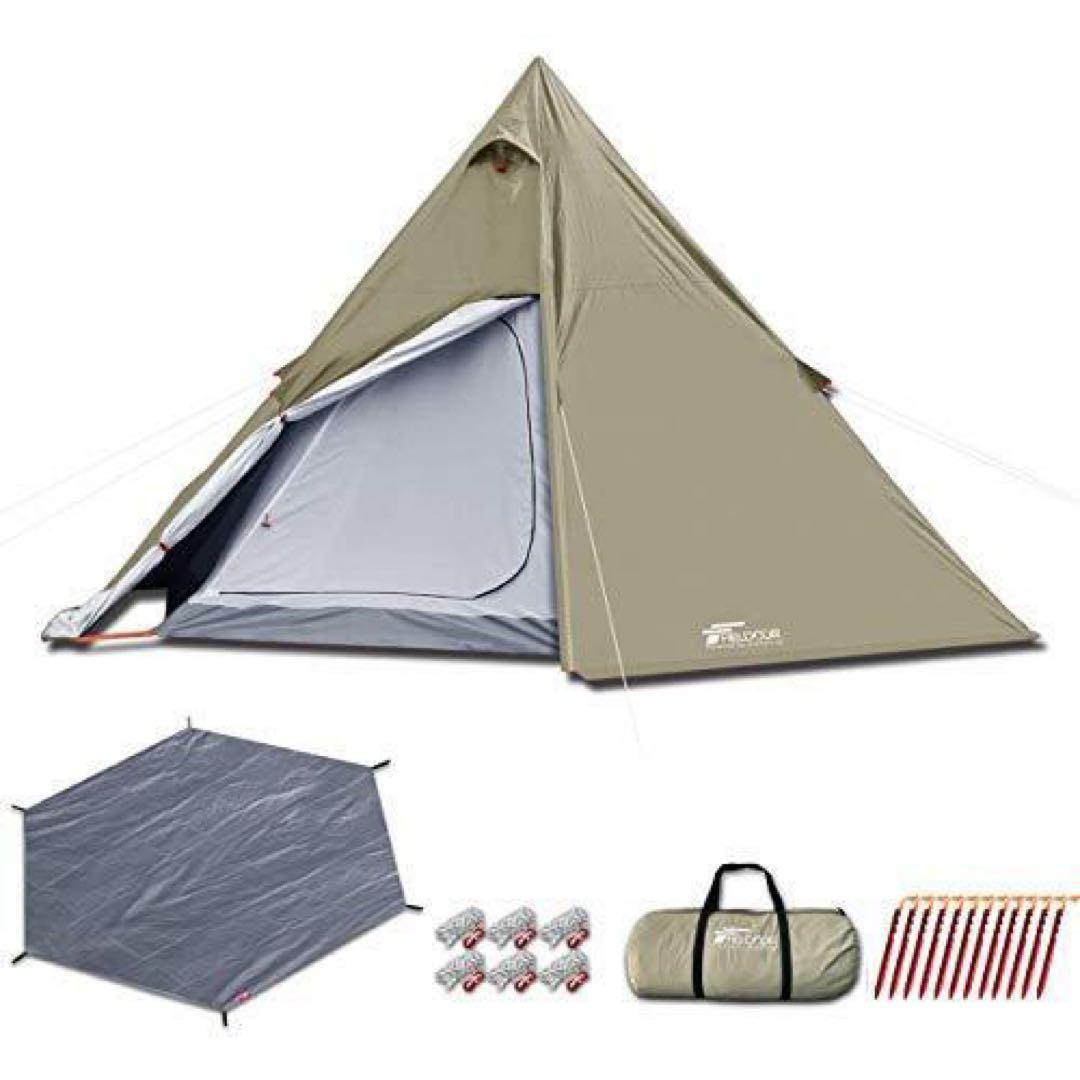 フィールドドア ワンポールテントTC/400 2-4人用 グラウンドシート付き