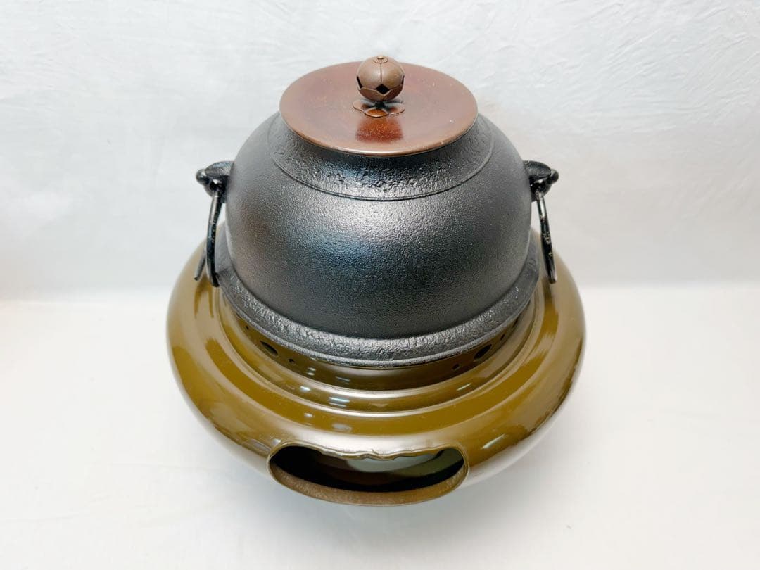 美品 野々田合金製 朝鮮風炉型電熱器 コントローラー式 風炉釜 前瓦