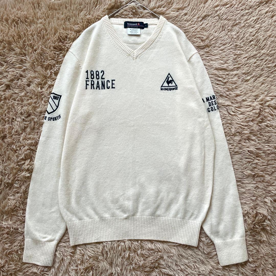 le coq sportif カシミヤ100% 刺繍　長袖　ニット　セーター