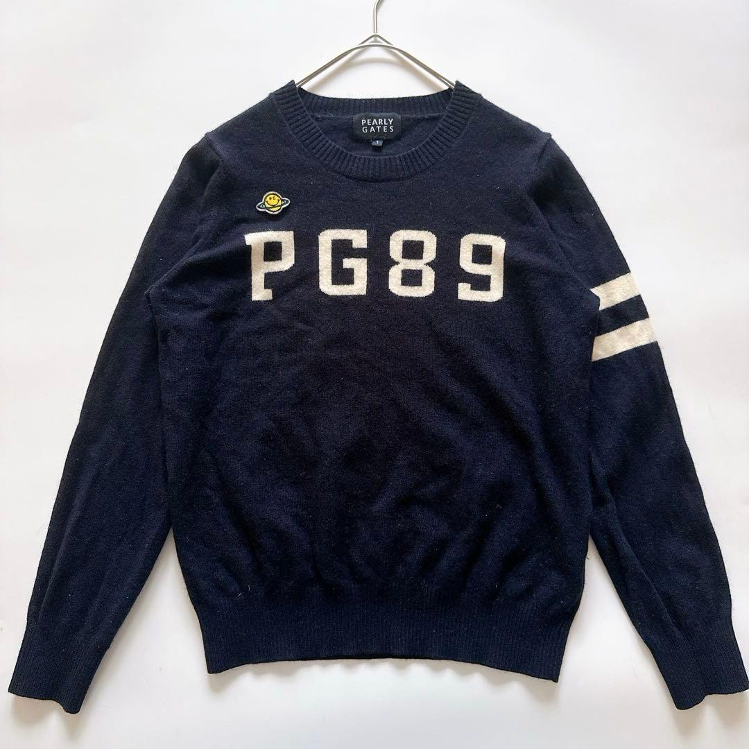 カシミヤ混✨パーリーゲイツ クルーネックウールニット ニコちゃん 星 総柄 1