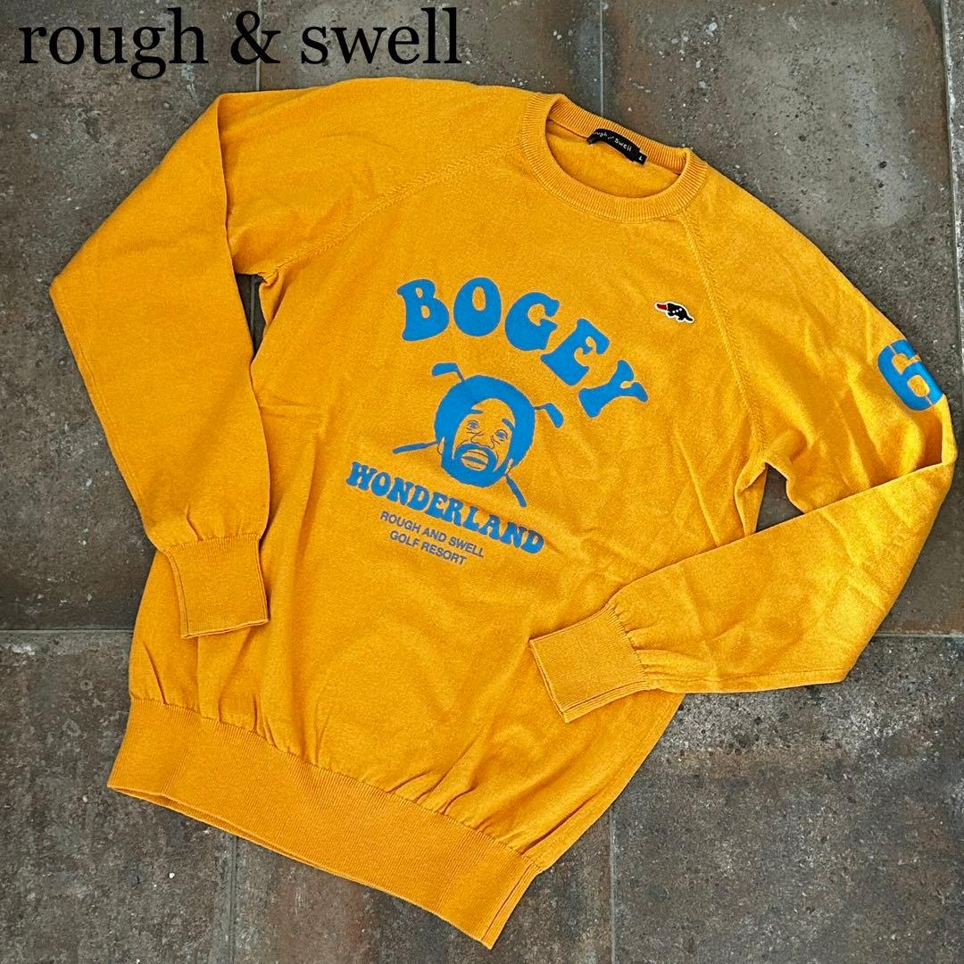 rough＆swell ラグラン クルーネック ニット　オレンジ系　長袖　薄手