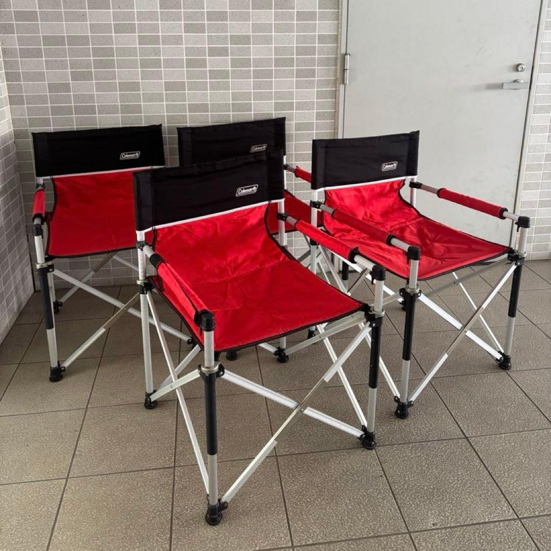 コールマン　スリムキャプテンチェア　レッド／ブラック　4脚セット
