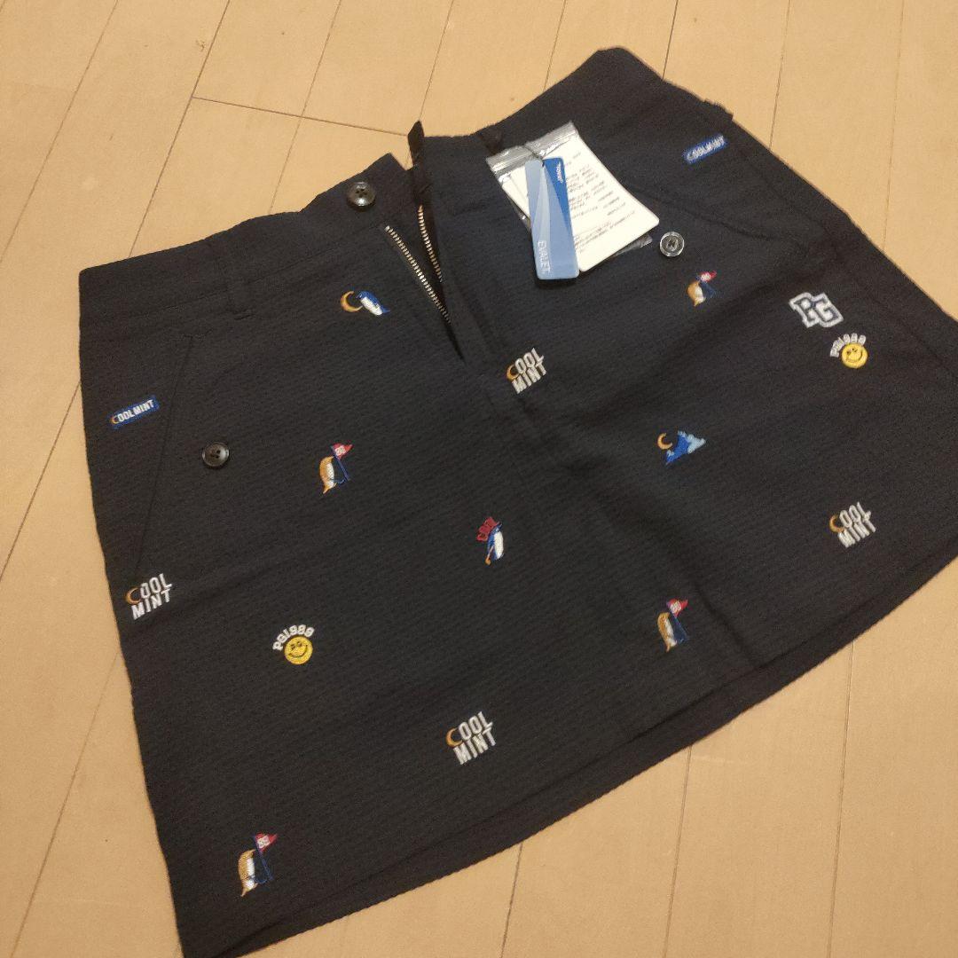 パーリーゲイツ☆限定クールミントコラボ☆ 刺繍入りスカート Mサイズ ネイビー