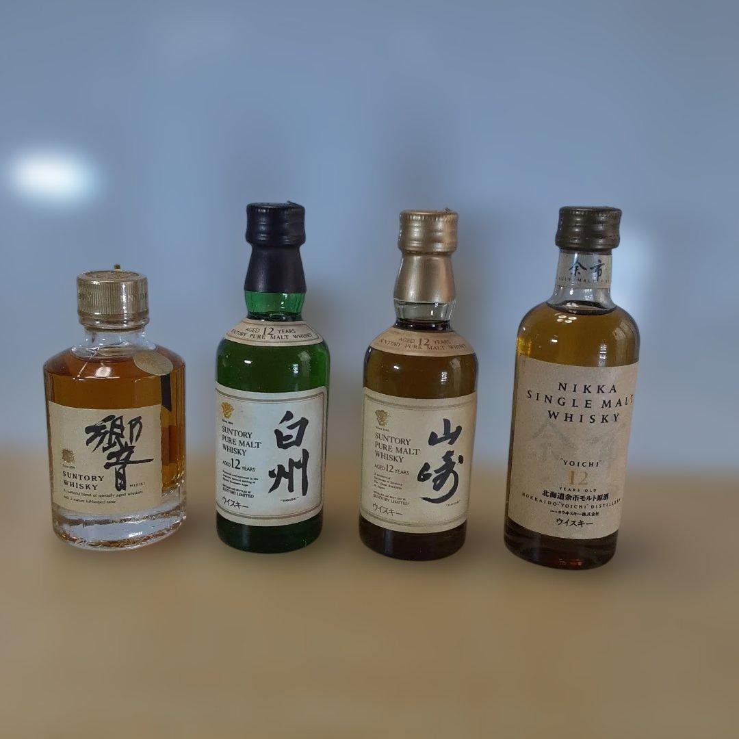 ニッカ シングルモルト　サントリーピュアモルト12年ウイスキー 4本セット