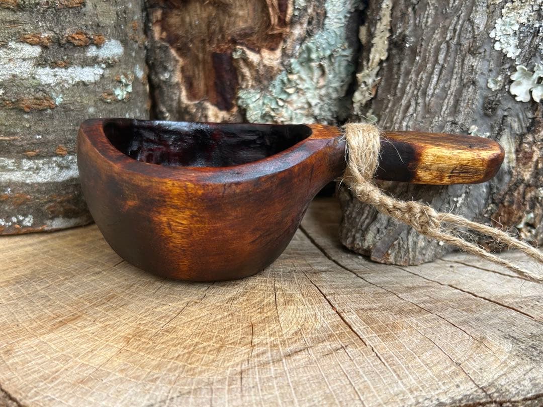 suns wood 手彫り　ククサ　白樺　漆塗り　ソロキャン　一点もの　野営