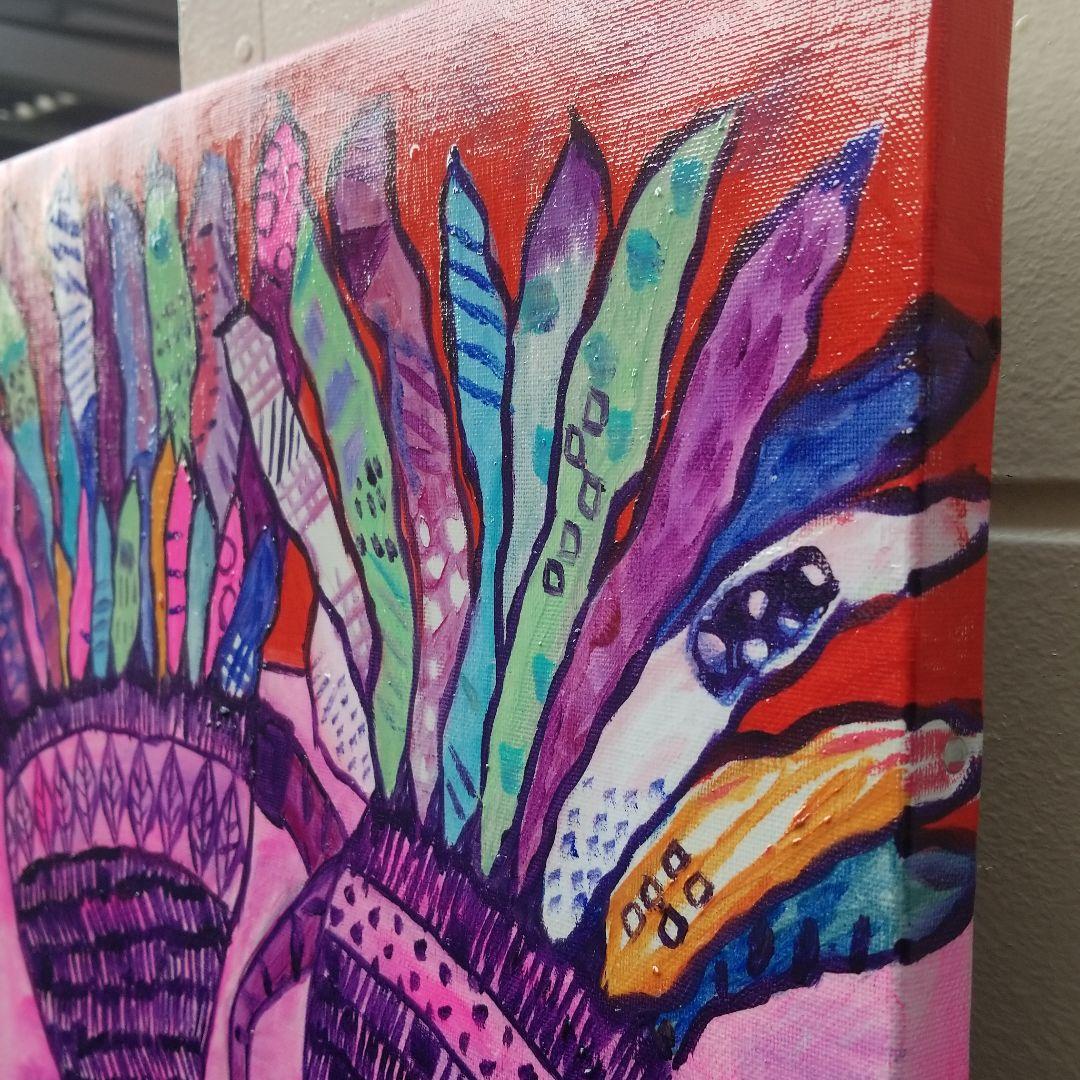 油絵　専用　卵のふ化を見る鳥のつがい