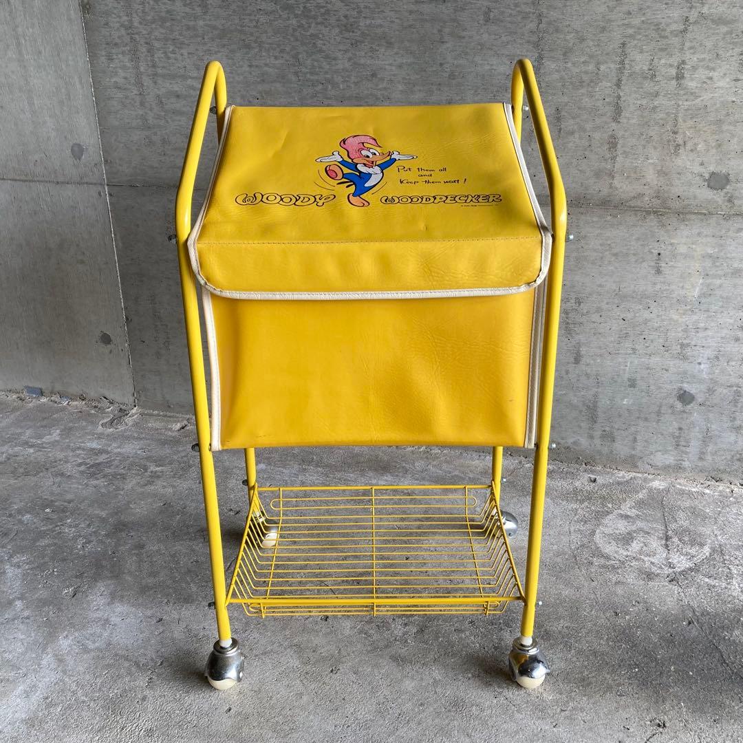 ウッドペッカー ワゴン カート ラック カゴ 収納 黄色 ポップ レア レトロ