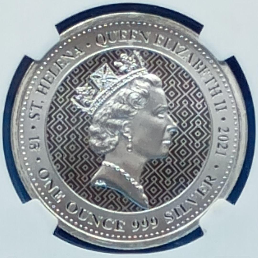 2021 セントヘレナ 女王の美徳 勝利の女神 1ポンド銀貨 NGC MS70