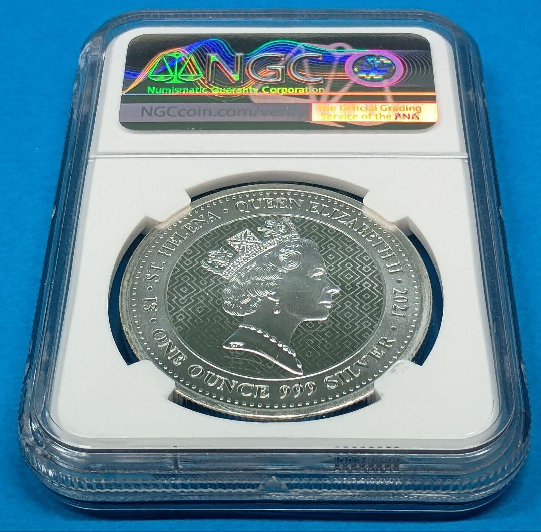 2021 セントヘレナ 女王の美徳 勝利の女神 1ポンド銀貨 NGC MS70