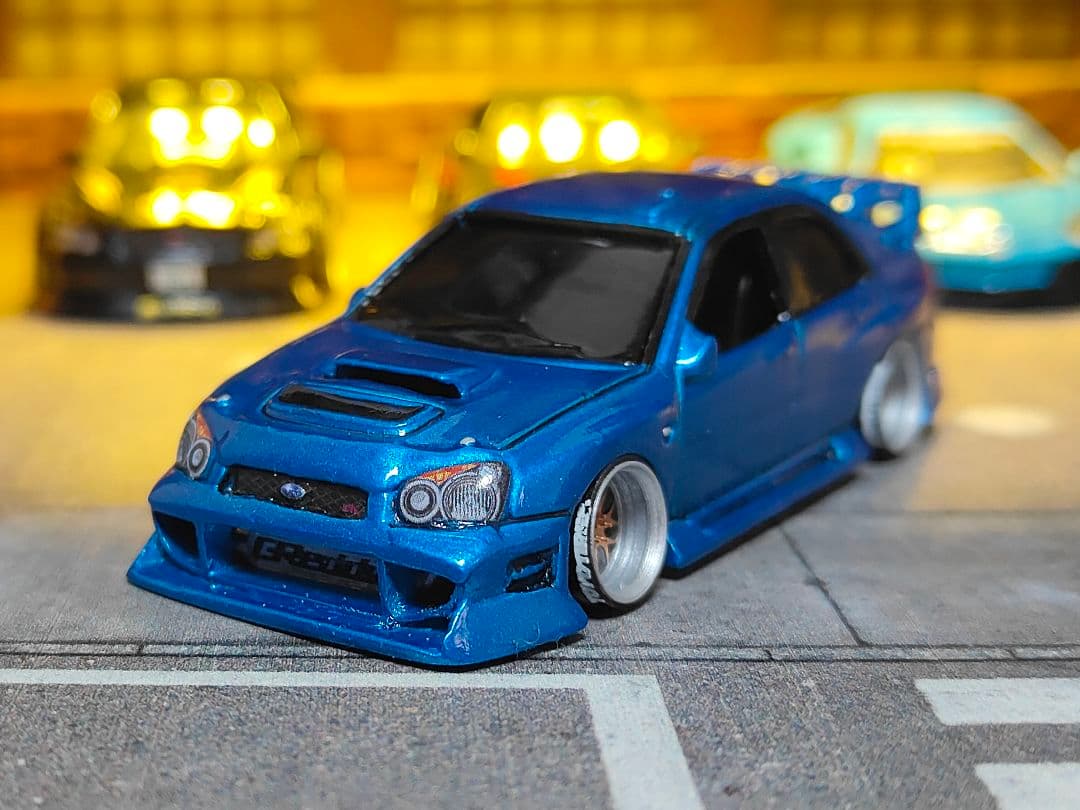 ホットウィールカスタム スバル インプレッサ フルエアロ ☆深リム☆トミカ改造☆