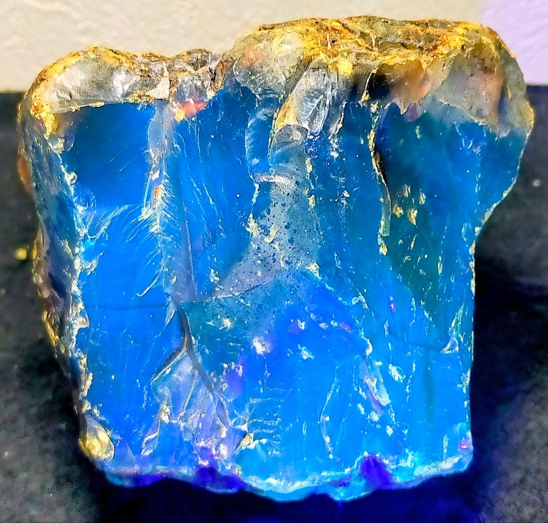 【別格 コレクター向：428g】超特大 ブルーアンバー インドネシア 琥珀 原石