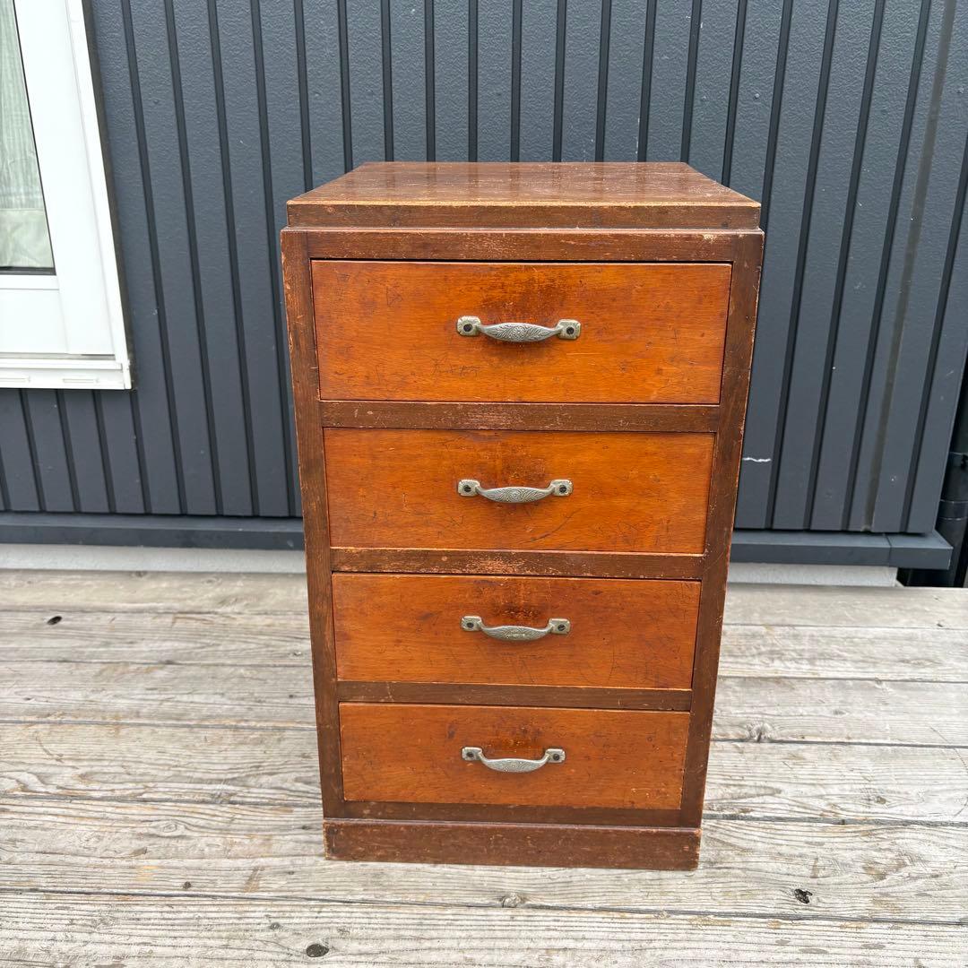 昭和レトロ アンティーク 古家具 道具箱 木製チェスト 4段 タンス 小箪笥