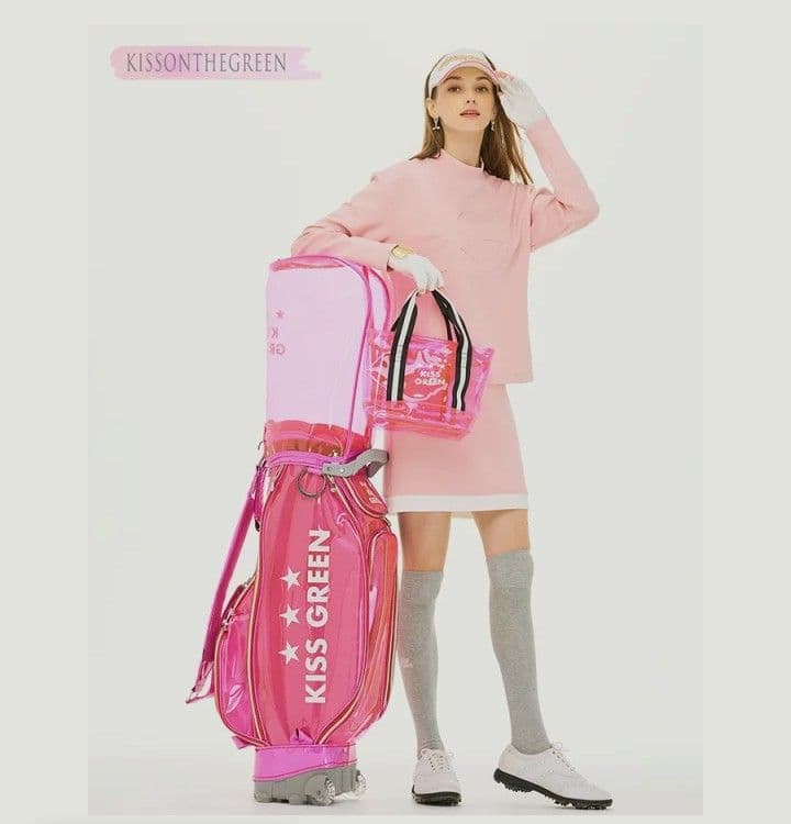 ゴルフバック　可愛い　ハートネームプレート