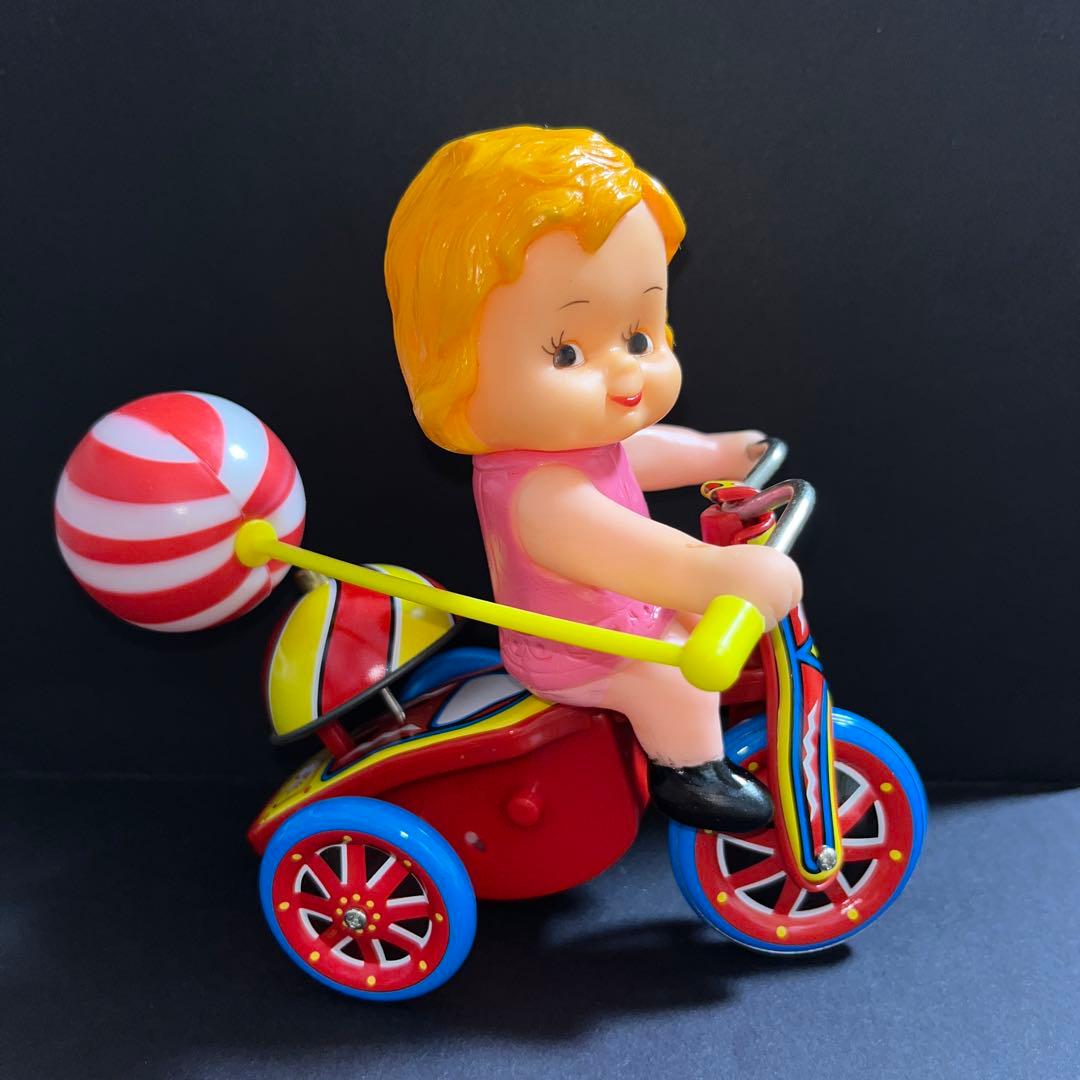 【希少】 ブリキ　三輪車　おもちゃ　昭和レトロ　アンティーク　ゼンマイ　ネジ巻き