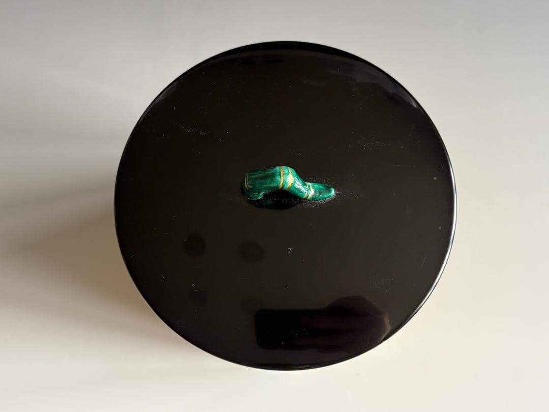 昭阿弥　黄交趾　一重口　竹の絵水指　茶道具