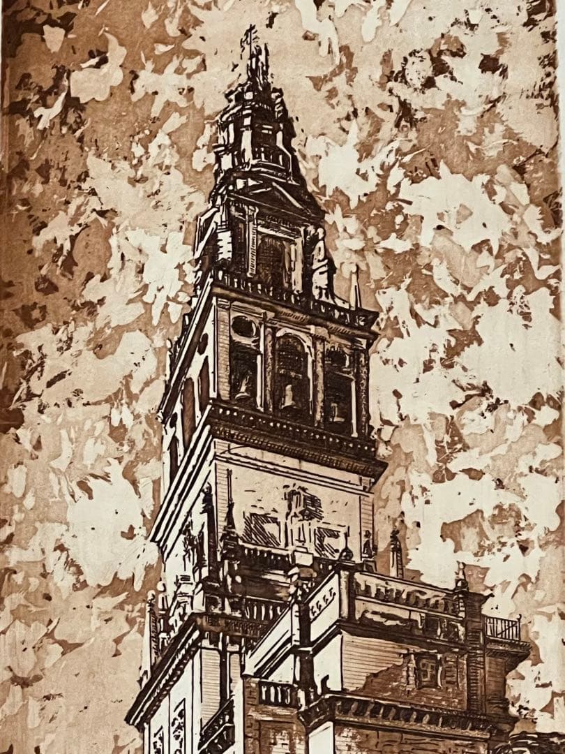 エッチング　メスキータのミナレット　スペイン・コルドバにて購入　アンダルシア