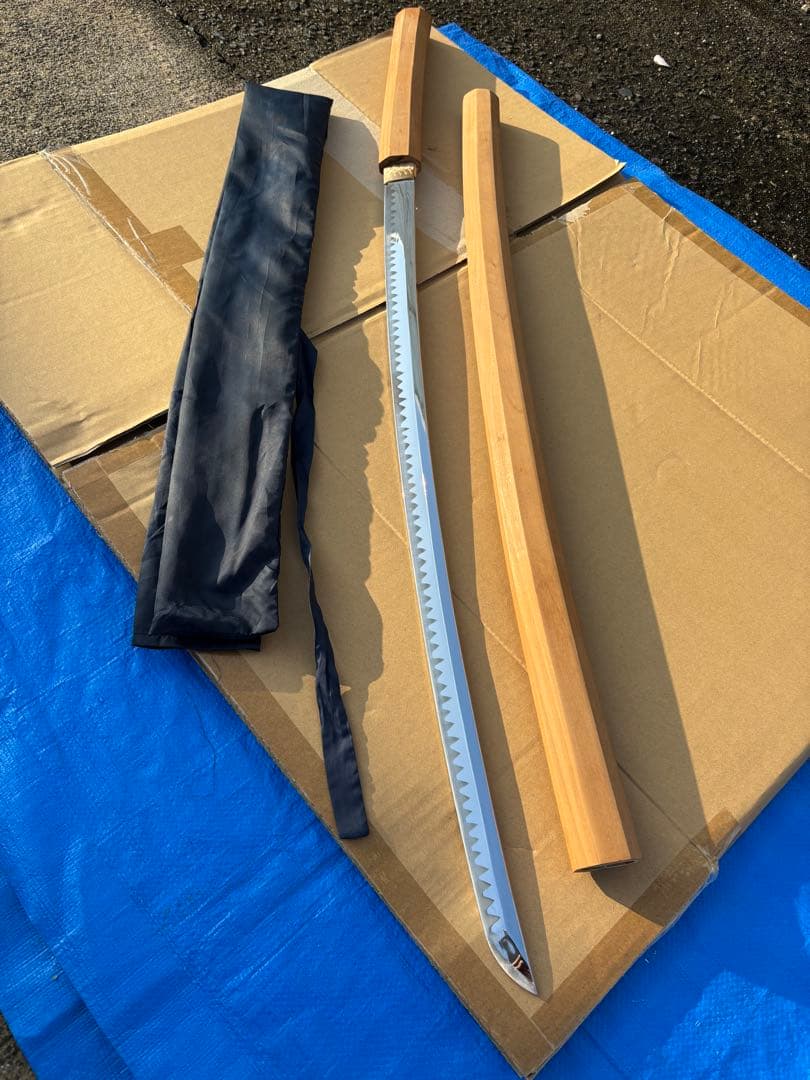 模造刀 白鞘 日本刀　美品　日本刀 波刃 木製柄