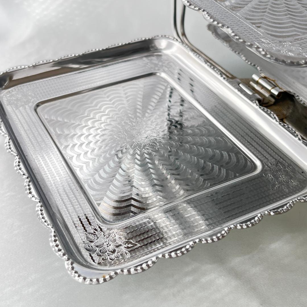 【英国】 ケーキスタンド バタフライ式 優雅なチェイシング【クロム】