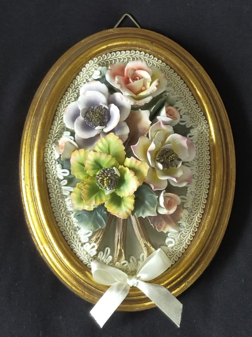 アンティーク フラワーオーバルフレーム ゴールド