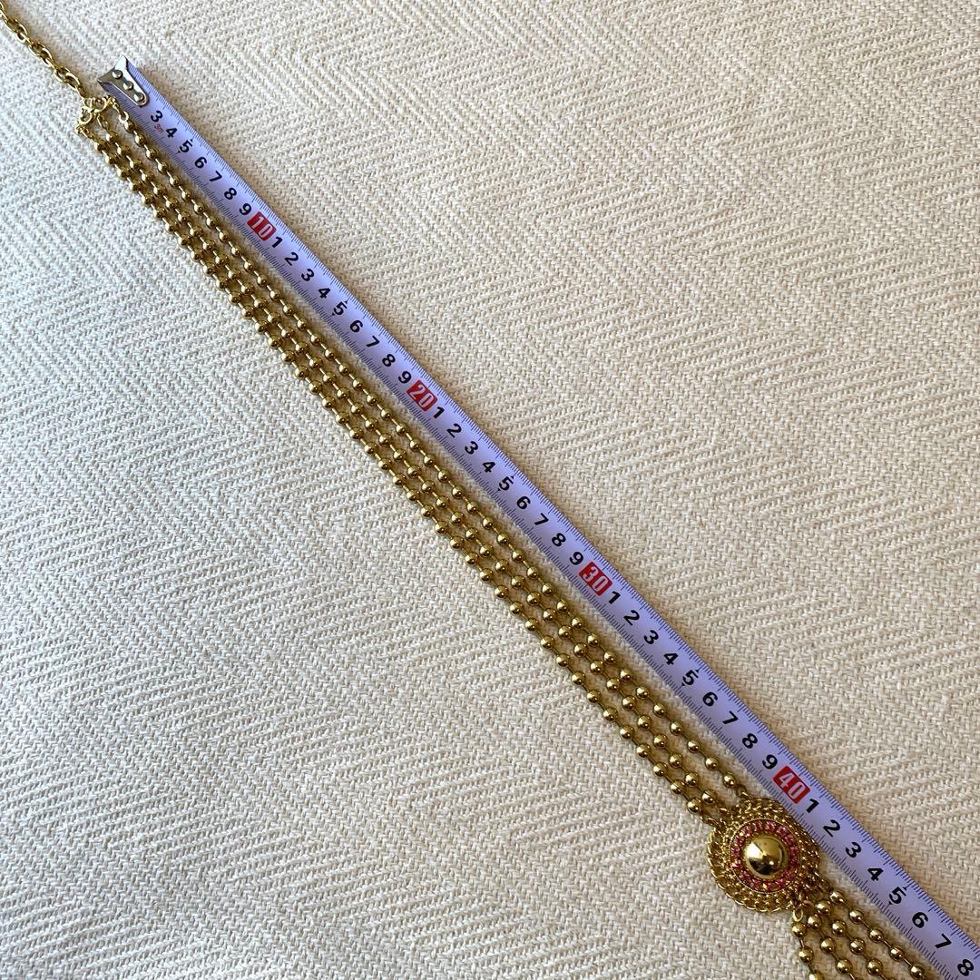 80s vintage オリエンタル ピンク 3連ボールチェーンアラビックベルト