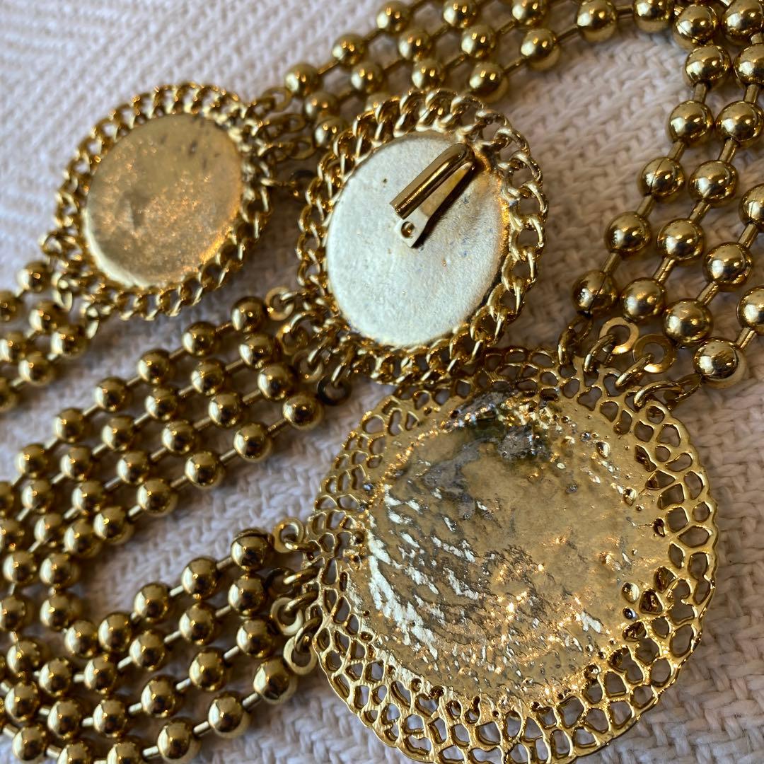 80s vintage オリエンタル ピンク 3連ボールチェーンアラビックベルト