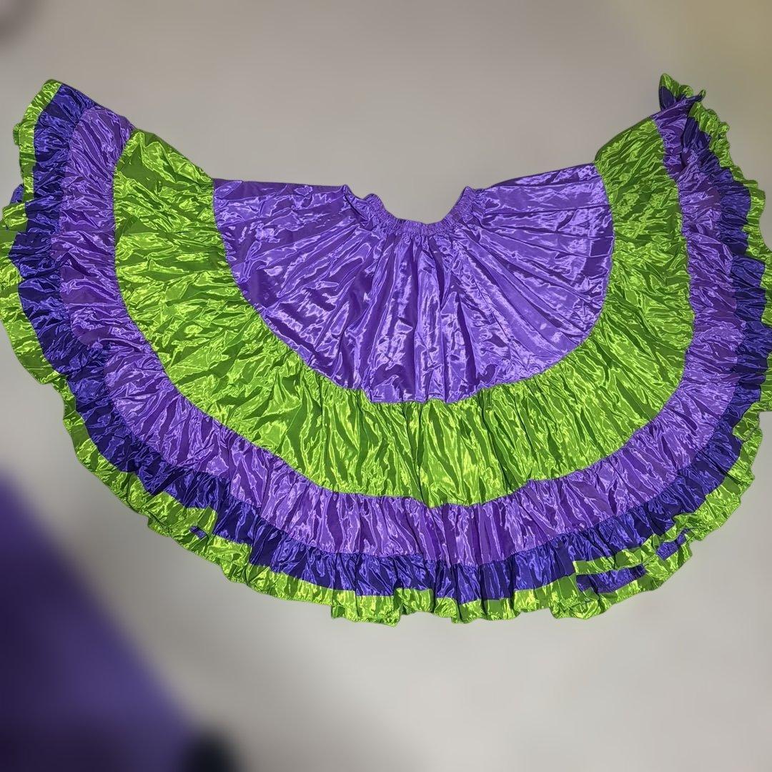 ベリーダンス用フリルスカート 紫と緑