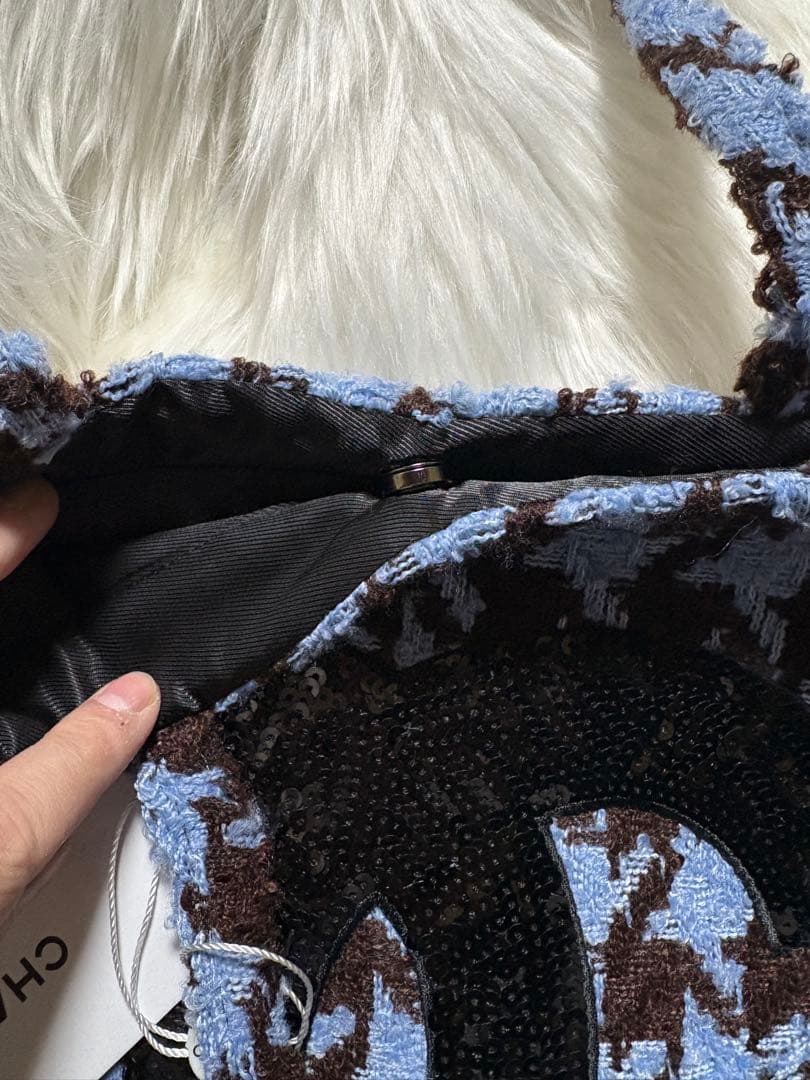 シャネル CHANEL 千鳥 ブルー スパンコール トートバッグ