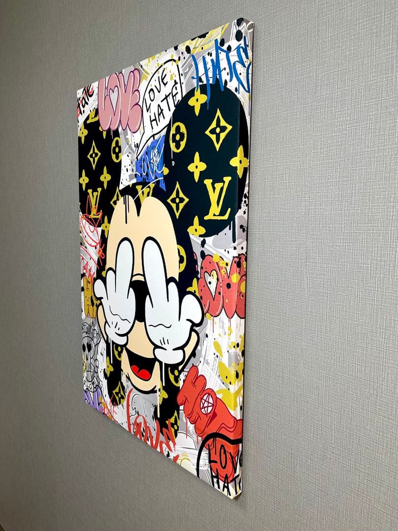 No.114木枠付きキャンバスアート　アートパネル　オマージュアート　バンクシー