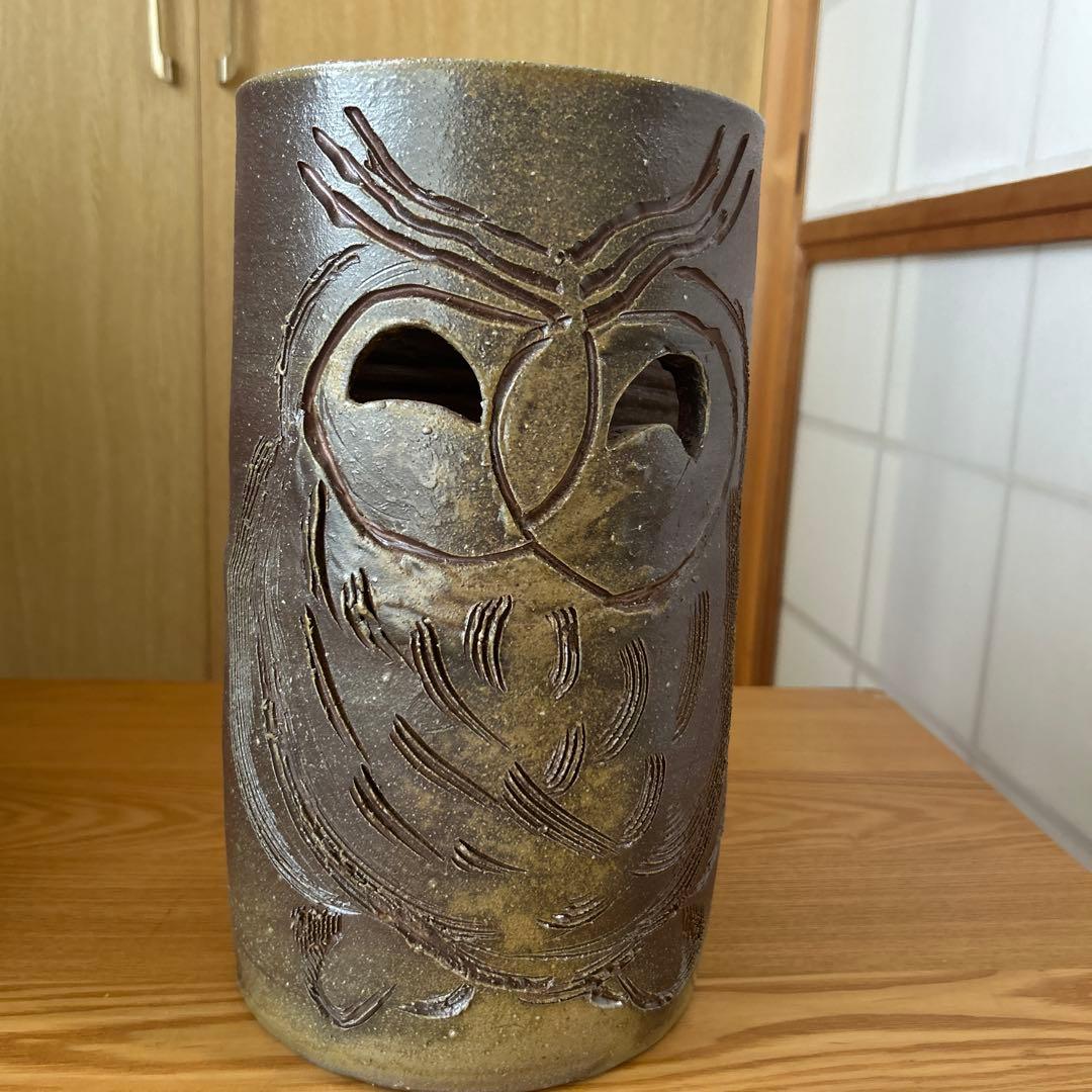 フクロウ彫刻 陶器