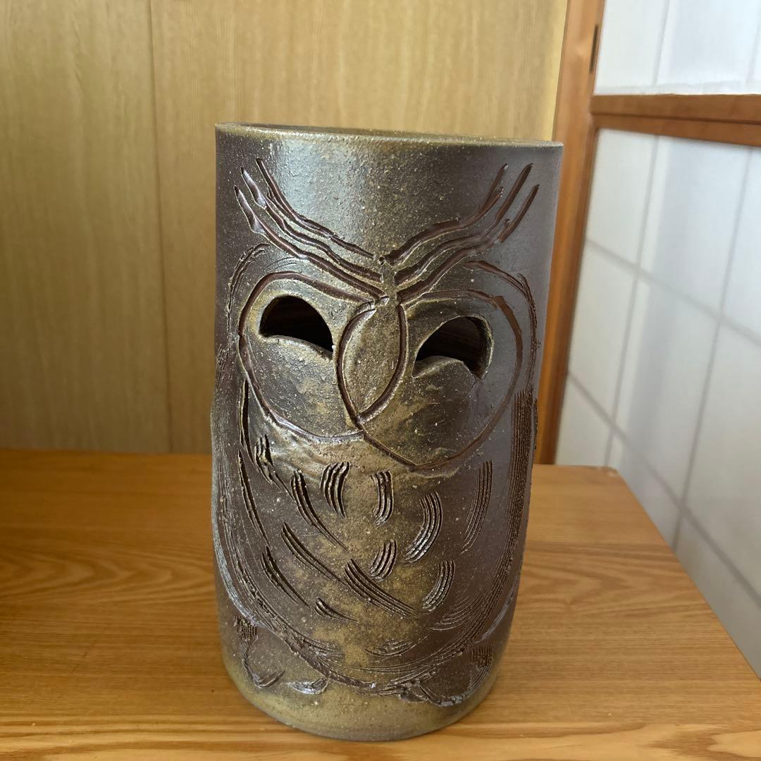 フクロウ彫刻 陶器