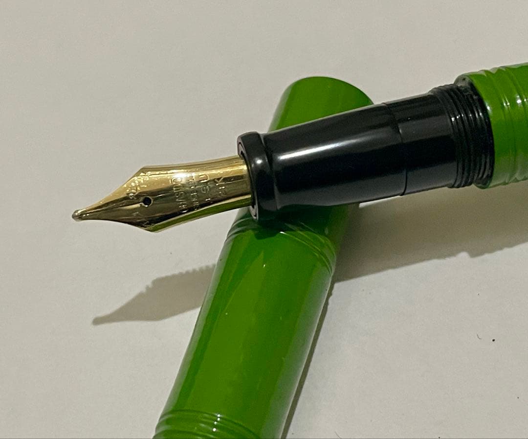 万年筆　大橋堂　植原栄一　エボナイト　ペン先21K 漆　竹型