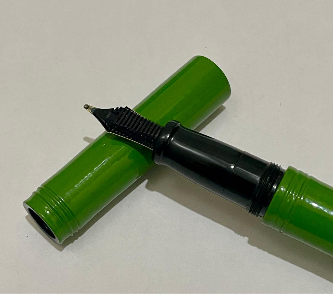 万年筆　大橋堂　植原栄一　エボナイト　ペン先21K 漆　竹型