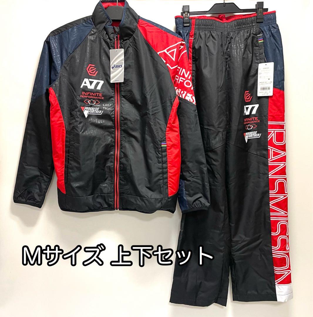 アシックス【Ｍ】XAW720-XAW820 ウォーマー上下組 ブラック 黒