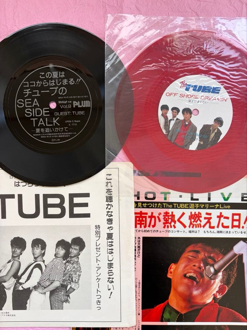 イ*ン様 TUBE 逗子マリーナ 雑誌付録 ソノシート2枚 LIVEの切り抜き