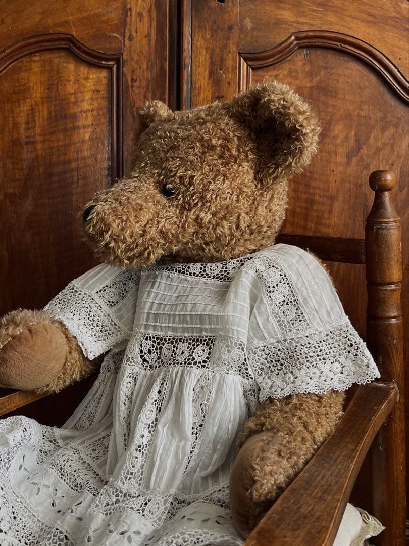 ◆フランスアンティーク｜セレモニーベビードレスA洗礼式白レーステディベアドール