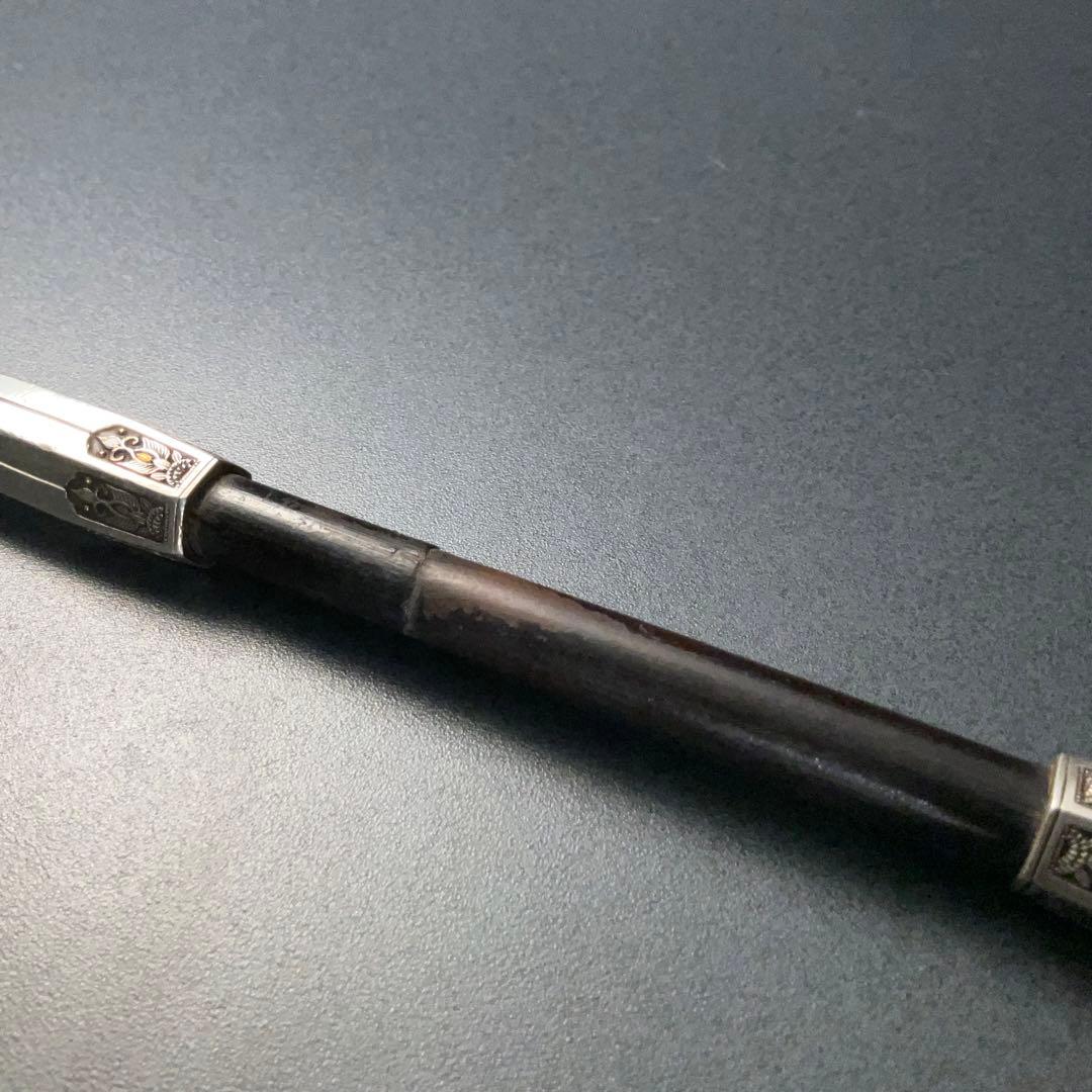 銀製煙管　唐花　瓔珞　キセル　アンティーク　骨董　6R1257お2