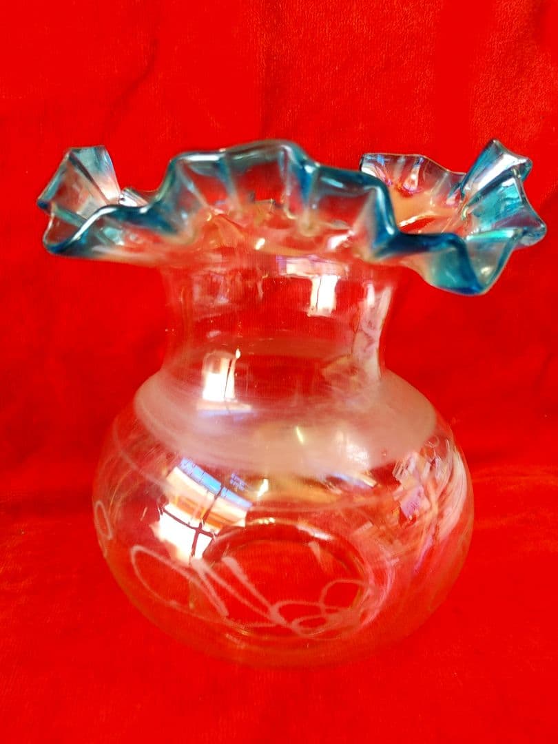 座敷ランプ　青色金魚鉢形ガラスシェード