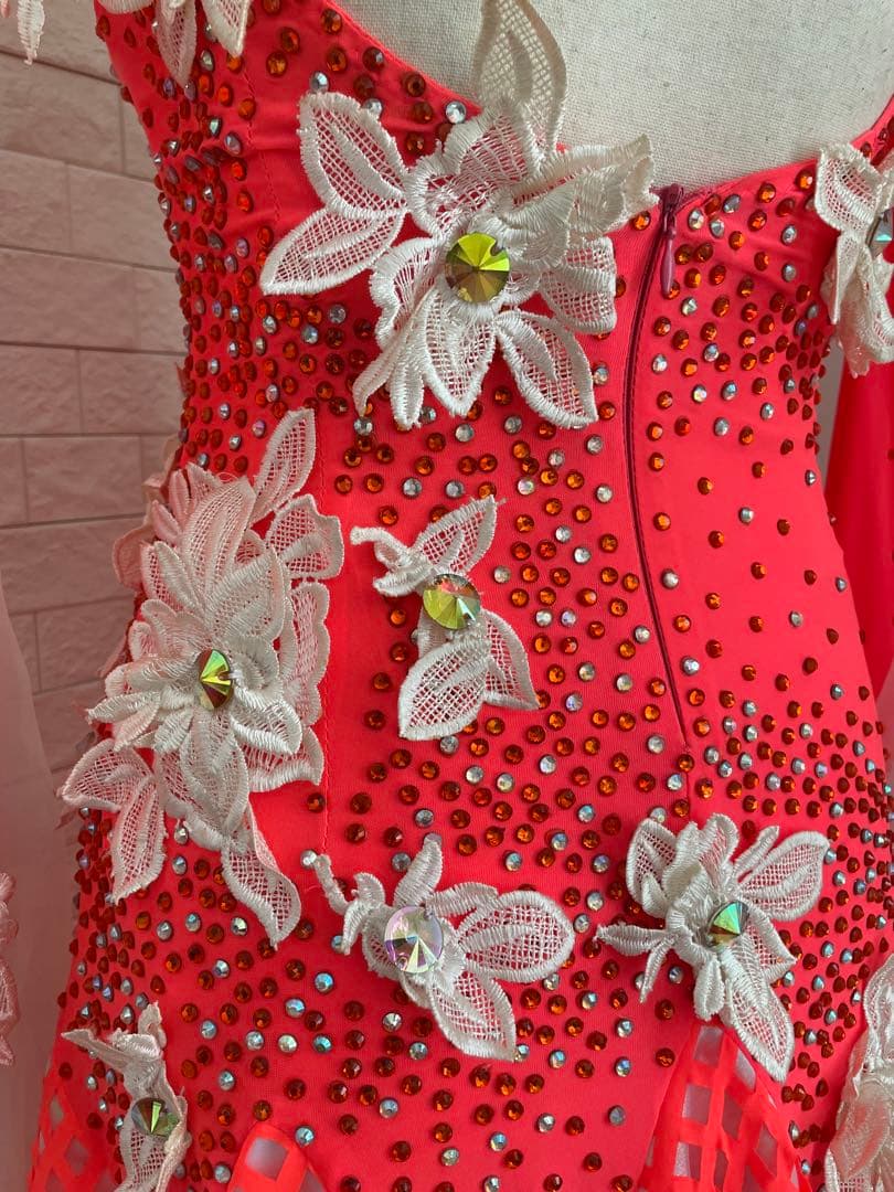 社交ダンスドレス ⭐️コーラルピンク　Mサイズ