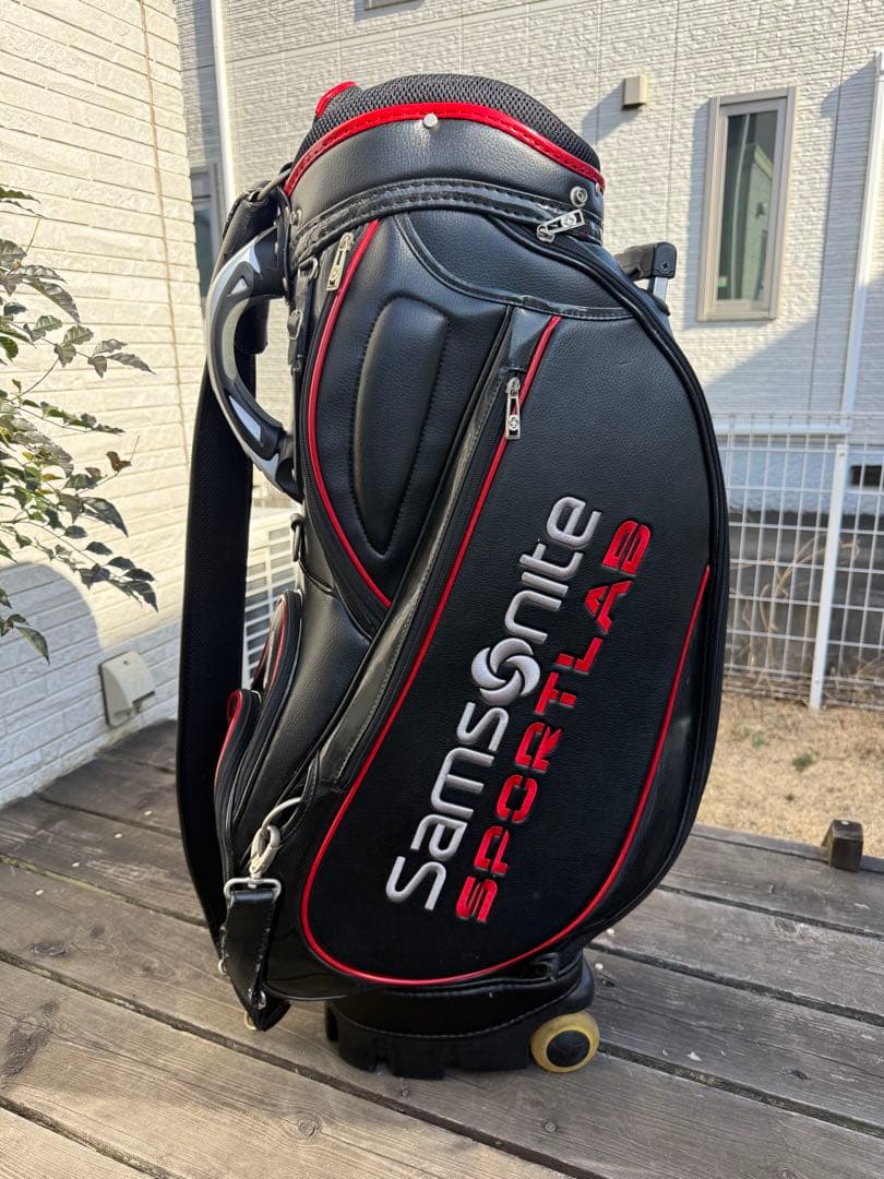 サムソナイト　キャディバッグ キャスター付 ブラック ゴルフバッグ キャリー付