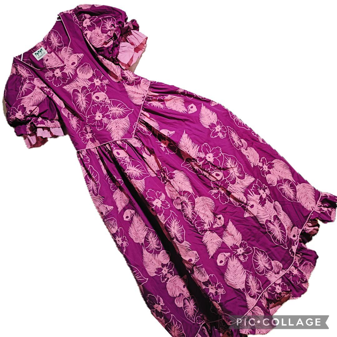 【ダンスドレス】HAWAII I.D. フラダンスドレス赤紫【ロングワンピース】