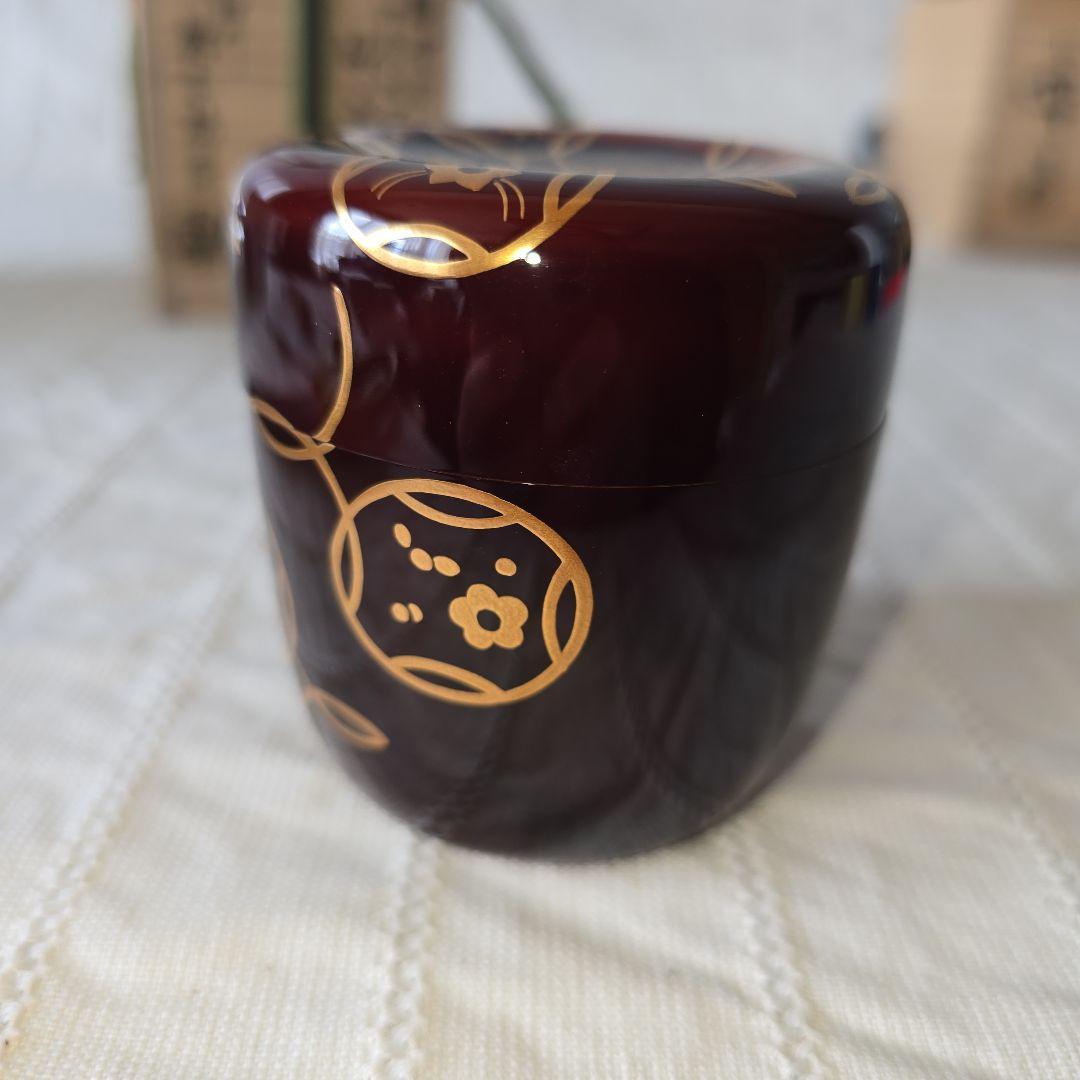 鈴木松栄作 四季七宝蒔絵 竹大棗 共箱