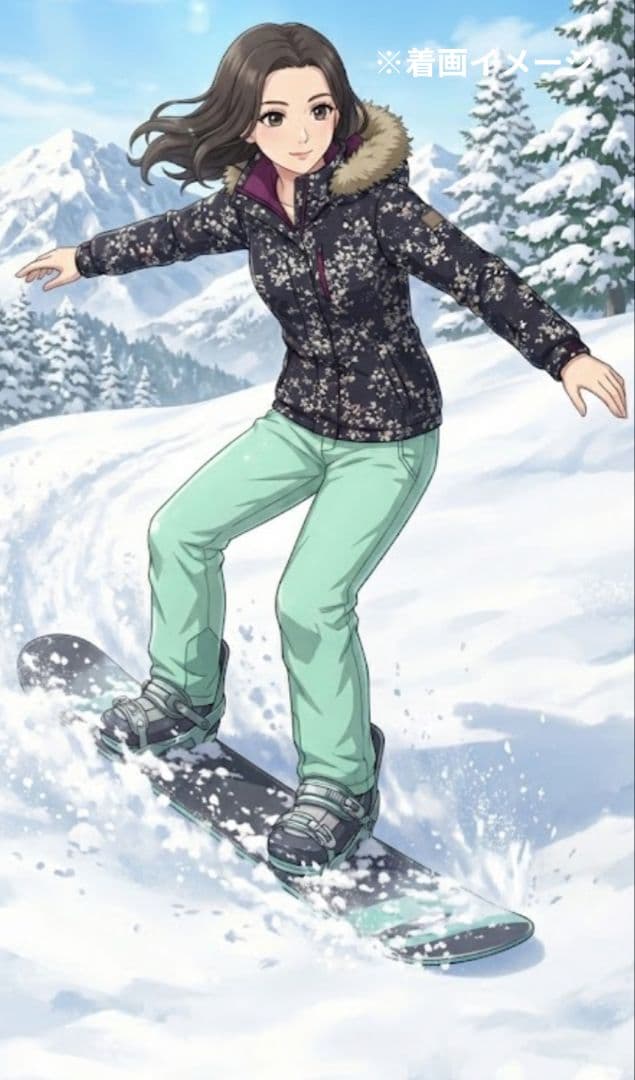 ROXY　スノボウェア　上下セット　Ｍ　小花柄　ブラック　ミントグリーン