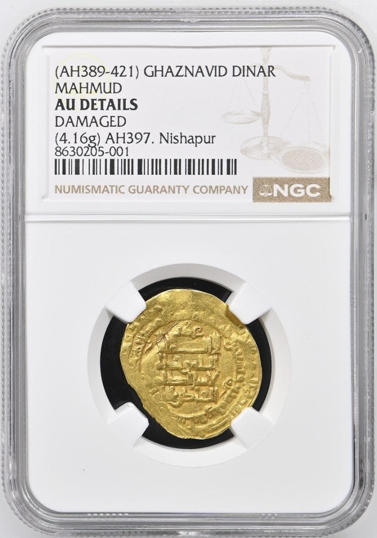 ズナ朝 マフムード ディナール金貨 AH397 NGC AU Details