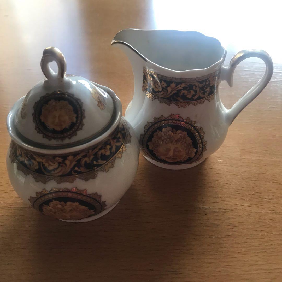 未使用 レトロ　リモージュのシュガーポットとミルクピッチャー