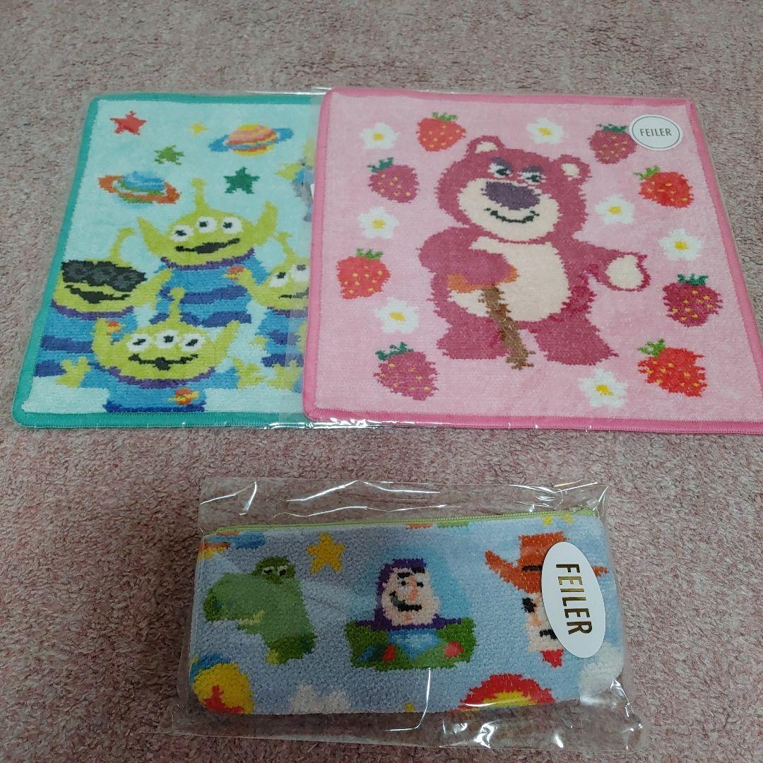 値下げしました。FEILER トイ・ストーリーハンカチ2枚&ペンケースセット