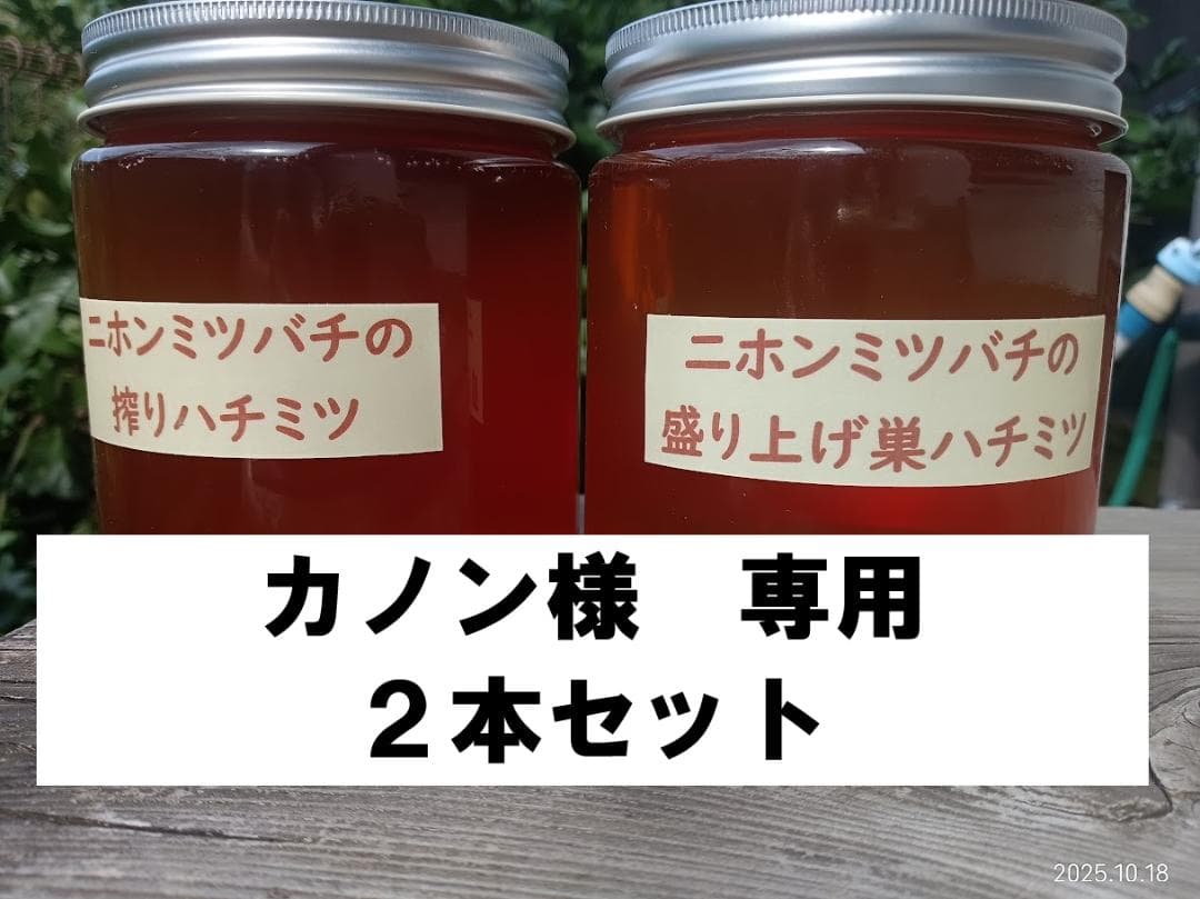 カノン二ホンミツバチの搾りハチミツ　＋　二ホンミツバチの盛り上げ巣ハチミツ