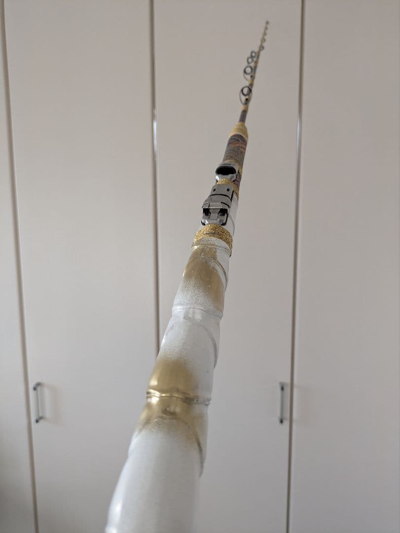 伊勢海老竿　穴釣り　テトラ釣り　布袋竹　和紙　　ハンドメイド　スパイラル